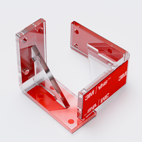 4x v4, 5mm thickness, Reinforced Strong Angled L Brackets, Polished Clear Acrylic + 40x M5 Bolts - (Right Angle Bracket), No glue required, Self Adhesive.