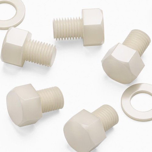 10x Natural Nylon Hex Head M16 x 20 mm Plastic Bolts, Nuts & Washers