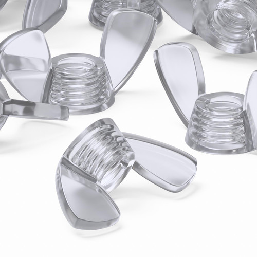 50x Clear Acrylic Plastic Butterfly Wing Nuts M4, Thumb Nuts