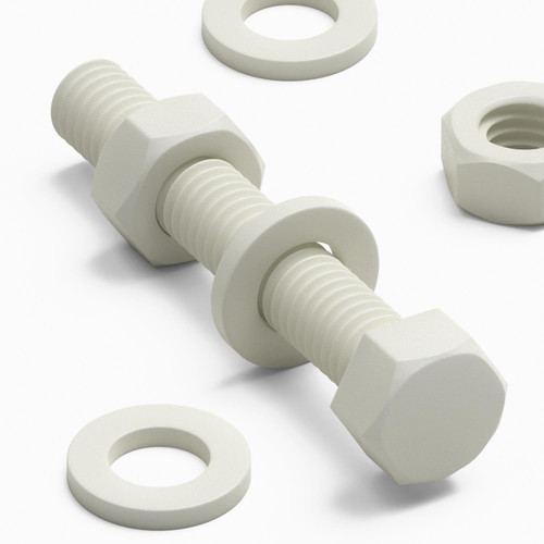 50x White PVC Hex Head Plastic Screws & Bolts M6 x 40mm, Nuts & Washers