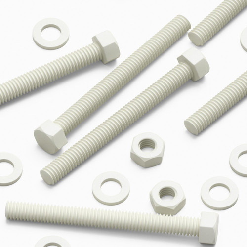 50x White PVC Hex Head Plastic Screws & Bolts M6 x 60 mm, Nuts & Washers