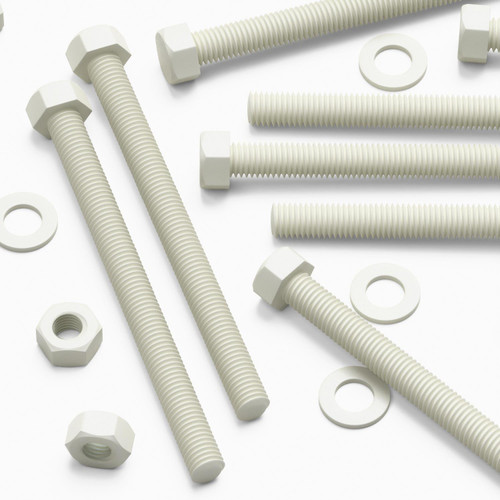 10x White PVC Hex Head Plastic Screws & Bolts M8 x 100mm, Nuts & Washers