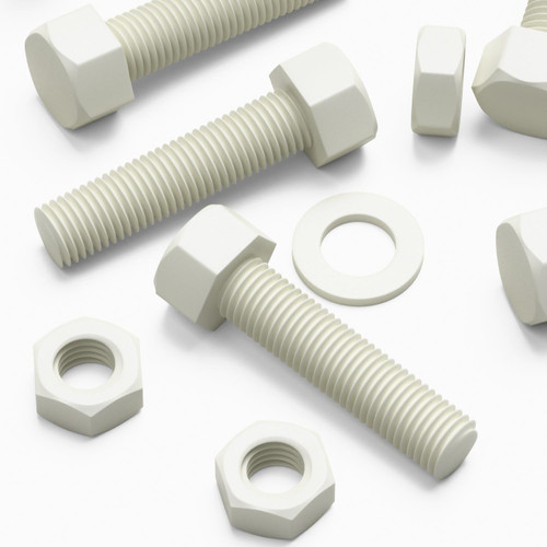 5x White PVC Hex Head Plastic Screws & Bolts M16 x 65 mm, Nuts & Washers