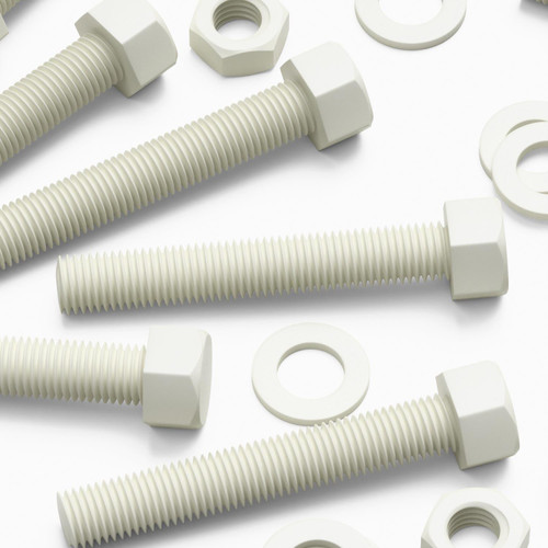 5x White PVC Hex Head Plastic Screws & Bolts M16 x 100mm, Nuts & Washers