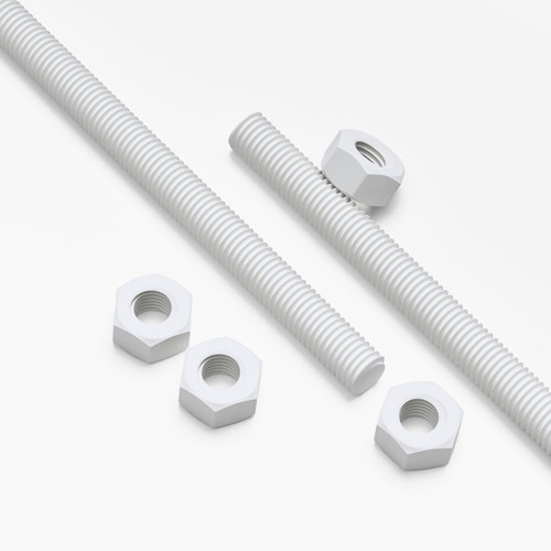 2x White Polypropylene (PP) M8 x 1000 mm Threaded Rods