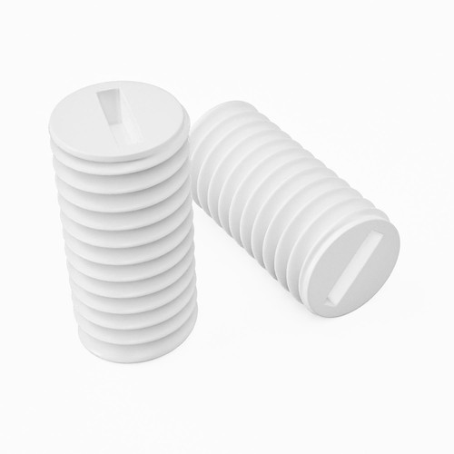 50x White Polypropylene Plastic M5 x 10mm Slotted Grub Screws, Set Screws