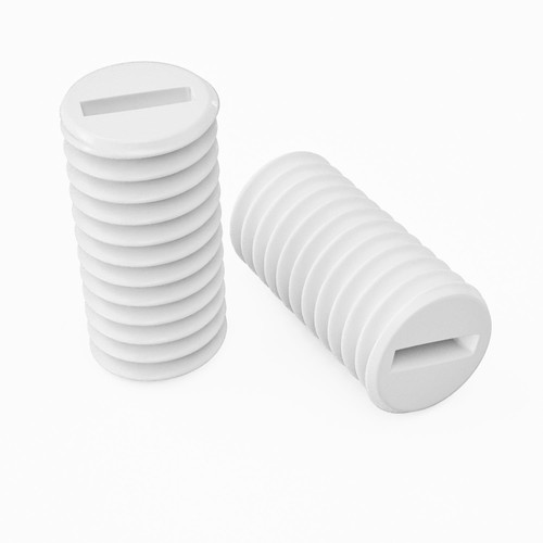 50x White Polypropylene Plastic M3 x 6mm Slotted Grub Screws, Set Screws