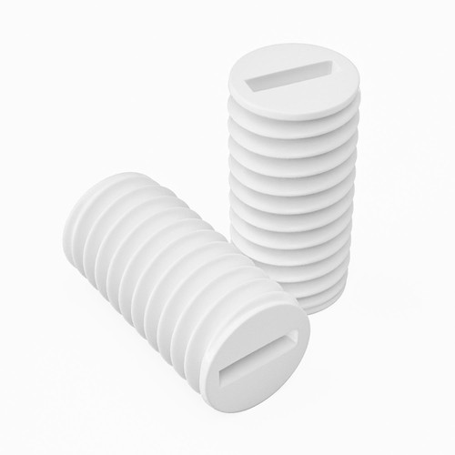50x White Polypropylene Plastic M6 x 12mm Slotted Grub Screws, Set Screws
