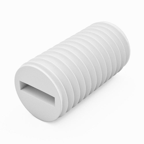 50x White Polypropylene Plastic M8 x 16 mm Slotted Grub Screws, Set Screws