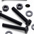 20x Black PP Pan Head Plastic Screws & Bolts M6 x 40mm, Nuts & Washers