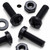 20x Black PP Pan Head Plastic Screws & Bolts M6 x 20mm, Nuts & Washers