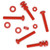20x Red Pan Head, (PP) M3 x 20 mm, Plastic Bolts, Nuts & Washers - Screws
