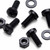 20x Black PP Pan Head Plastic Screws & Bolts M8 x 20mm, Nuts & Washers