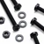 20x Black PP Pan Head Plastic Screws & Bolts M6 x 60mm, Nuts & Washers