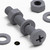 20x Grey PP Pan Head Cross Plastic Screws & Bolts M6 x 40mm, Nuts & Washers