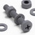 20x Grey PP Pan Head Cross Plastic Screws & Bolts M6 x 40mm, Nuts & Washers