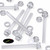 60x Clear Acrylic Slotted Knurled Thumbscrews M6 x 60 mm, Nuts & Washers