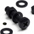 20x Black PP Pan Head Plastic Screws & Bolts M8 x 40mm, Nuts & Washers