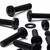 20x Black PP Pan Head Plastic Screws & Bolts M8 x 40mm, Nuts & Washers