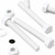 10x White PP Hex Head Plastic Screws & Bolts M10 x 75mm, Nuts & Washers