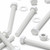 10x White PP Hex Head Plastic Bolts, Nuts & Washers, M10 x 100 mm