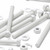 10x White, Hex Head, (PP), M8 x 100 mm, Plastic Bolts,Nuts & Washers, -Screws