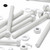 10x White, Hex Head, (PP), M8 x 100 mm, Plastic Bolts,Nuts & Washers, -Screws