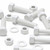 10x White PP Hex Head M12 x 50 mm Plastic Bolts, Nuts & Washers
