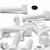 5x White PP Hex Head M16x65mm Plastic Bolts, Nuts & Washers