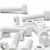 5x White PP Hex Head Plastic Screws & Bolts M16 x 65mm, Nuts & Washers