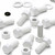 20x White PP Hex Head M12x30mm Plastic Bolts, Nuts & Washers