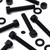 10x Black, Hex Head, (PP), M12 x 70mm, Plastic Bolts,Nuts & Washers, -Screws