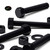 10x Black PP Hex Head Plastic Bolts, Nuts & Washers - M12 x 70 mm