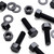 5x Black PP Hex Head Plastic Screws & Bolts M20 x 60mm, Nuts & Washers