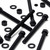 5x Black PP Hex Head Plastic Bolts, Nuts & Washers - M12x150mm