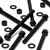 5x Black PP Hex Head Plastic Bolts, Nuts & Washers - M12 x 150 mm