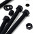5x Black PP Hex Head Plastic Screws & Bolts M16 x 150mm, Nuts & Washers