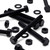 5x Black PP Hex Head Plastic Screws & Bolts M16 x 150mm, Nuts & Washers