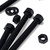 5x Black PP Hex Head Plastic Bolts, Nuts & Washers - M16x150mm