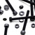 5x Black PP Hex Head Plastic Screws & Bolts M16 x 150mm, Nuts & Washers