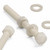 10x Natural, Hex Head, Nylon, M10 x 100mm, Plastic Bolts,Nuts & Washers, -Screws