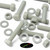 10x Natural Glass Filled Nylon Hex Head Screws M10 x 50mm, Nuts & Washers