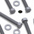 10x Grey PVC Hex Head Plastic Screws & Bolts M10 x 100 mm, Nuts & Washers