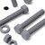 5x Grey PVC Hex Head Plastic Screws & Bolts M16 x 100mm, Nuts & Washers