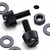 50x Black Nylon Slotted Knurled Thumbscrews M4 x 10mm, Nuts & Washers
