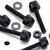 50x Black, Nylon Plastic, Thumbscrews, M3 x 20mm, knurled, Nuts, Washers & Bolts