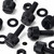 50x Black Nylon Slotted Knurled Thumbscrews M3 x 10 mm, Nuts & Washers