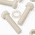 3x Natural Nylon Hex Head Screws & Bolts M24 x 100mm, Nuts & Washers