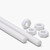 2x White PTFE M16 x 1000mm Threaded Rods, Plastic Studding + 4 Nuts