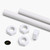 2x White PTFE M16 x 1000mm Threaded Rods, Plastic Studding + 4 Nuts